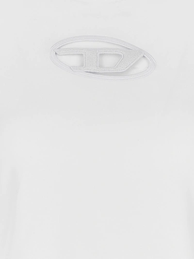 Diesel White T-shirt With Oval D Cut Out Detail In Stretch Cotton Woman
