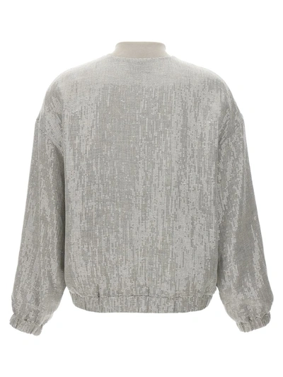 Shop Brunello Cucinelli Sequin Bomber Jacket In Gray