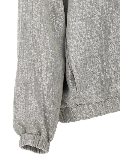 Shop Brunello Cucinelli Sequin Bomber Jacket In Gray