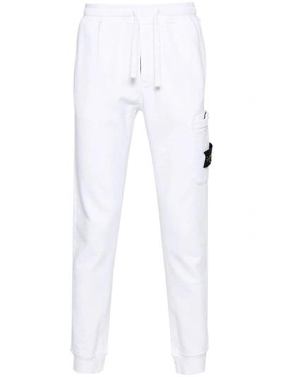 Shop Stone Island Slim Fit Cargo Sweatpants In Cotton Fleece In White