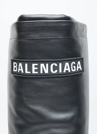 Shop Balenciaga Men Alaska High Leather Boots In Black