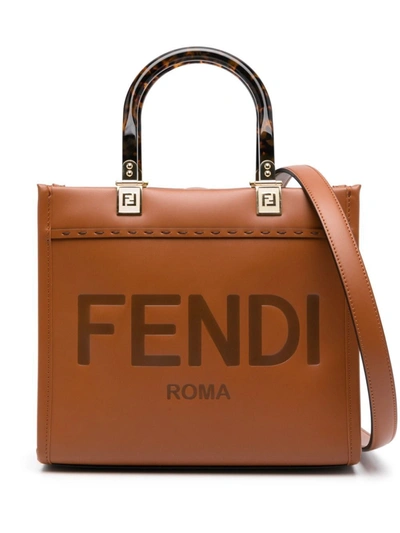 Shop Fendi Women Sunshine Small Shopper Bag In Brown