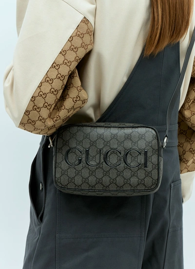 Shop Gucci Men Gg Mini Crossbody Bag In Gray