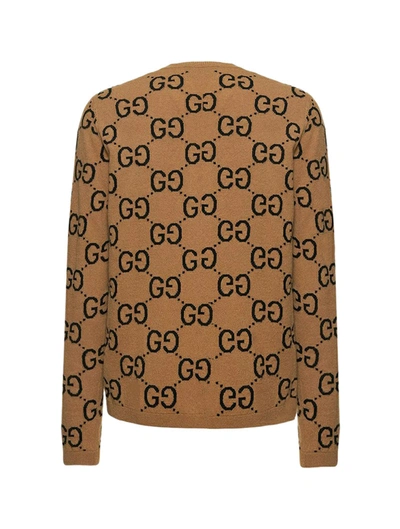 Shop Gucci Men Jacquard Gg Motif Sweater In Brown