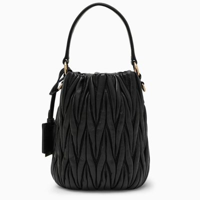 Shop Miu Miu Black Matelassé Small Leather Bucket Bag Women