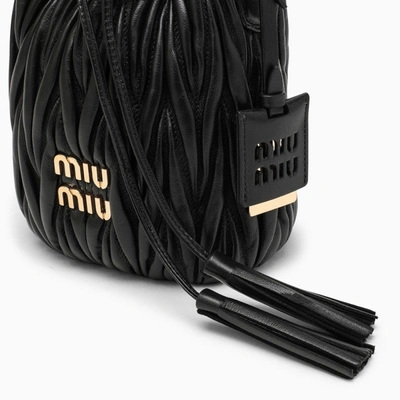 Shop Miu Miu Black Matelasse Small Leather Bucket Bag Women