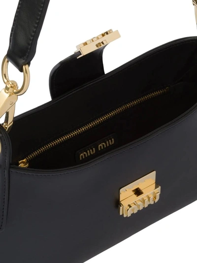 Shop Miu Miu Women Leather Shoulder Bag In Black