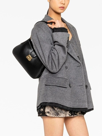 Shop Miu Miu Women Leather Shoulder Bag In Black