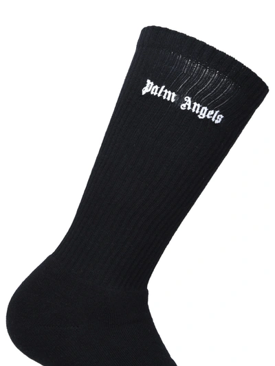 Shop Palm Angels Man  Black Cotton Blend Socks