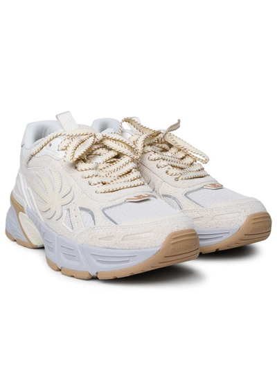 Shop Palm Angels Man  'pa 4' Cream Leather Blend Sneakers