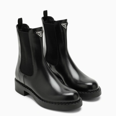 Shop Prada Black Leather Beatles Boot Women