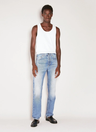Shop Saint Laurent Men Baggy Denim Jeans In Blue