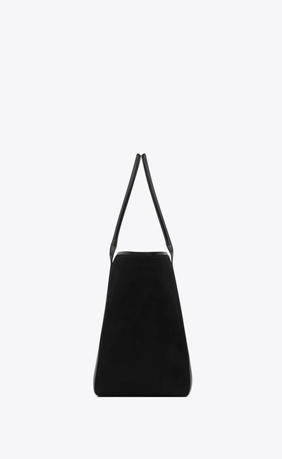 Shop Saint Laurent Men Rive Gauche Cabas Cotton Tote Bag In Black