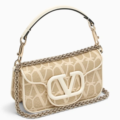Shop Valentino Garavani Locò Raffia Shoulder Bag Toile Iconographe Women In Cream