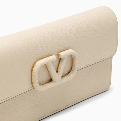 Shop Valentino Garavani Vlogo Light Ivory Leather Chain Wallet Women In White