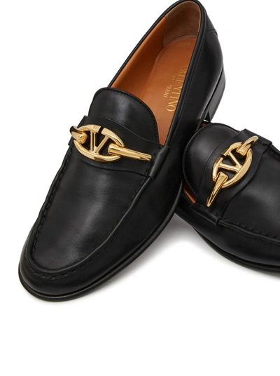 Shop Valentino Garavani Women Vlogo The Bold Edition Loafers In Calfskin In Black