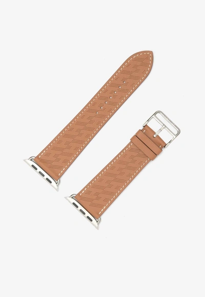 Shop Hermes Band Apple Watch Diagonal Single Tour 45 Mm In Gold