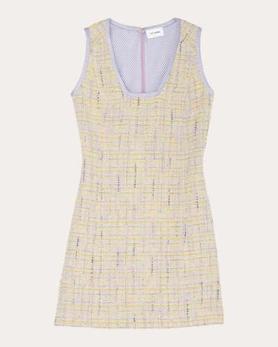Shop St John Women's Lurex Tweed V-neck Sheath Dress In Amethyst/dusty Lavender Multi
