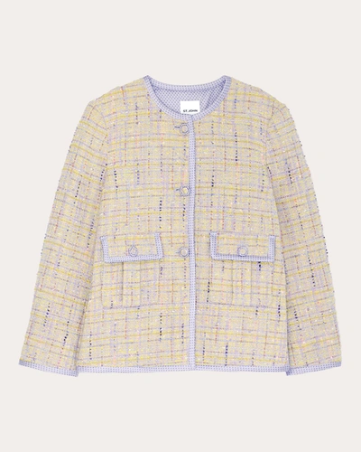 Shop St John Women's Textured Lurex Tweed Jacket In Amethyst/dusty Lavender Multi