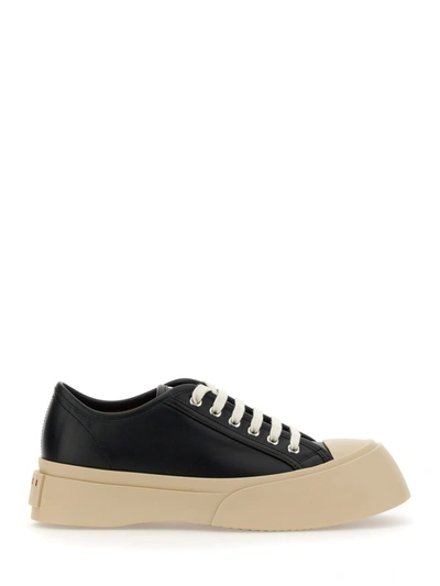 Shop Marni Leather Sneaker In Black