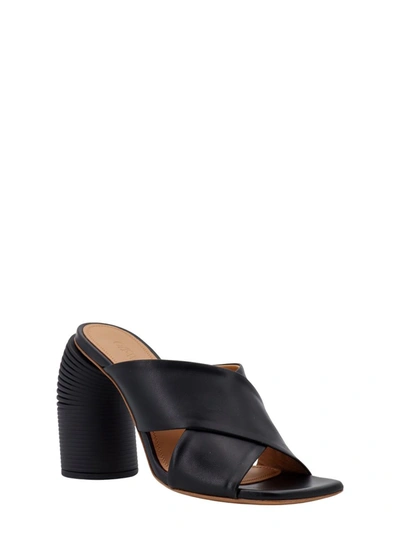 Off-white Leather Criss Cross Spring Mules With Statement Heel 10 Cm In Black