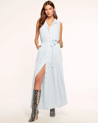 Shop Ramy Brook Coraline Pleated Maxi Dress In Crystal Blue