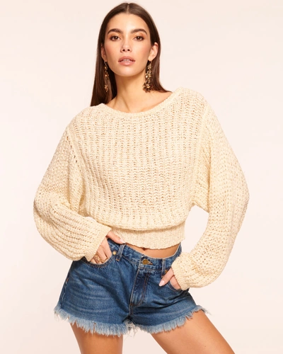 Shop Ramy Brook Clea Long Sleeve Sweater In Ivory Lurex