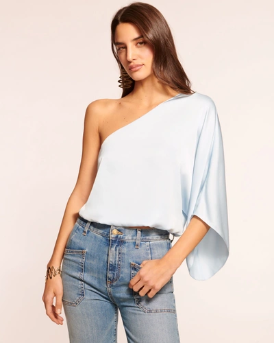 Shop Ramy Brook Gina One-shoulder Blouse In Crystal Blue
