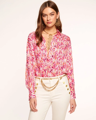 Shop Ramy Brook Melina Button Down Top In Rose Tile