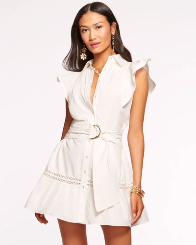 Shop Ramy Brook Marceline Poplin Shirt Mini Dress In White