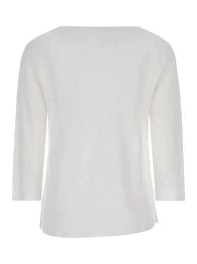 Shop Allude White Shirt With Boart Neckline In Linen Woman