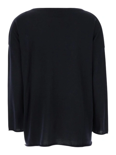 Shop Allude Blue Pullover With Boart Neckline In Wool Woman