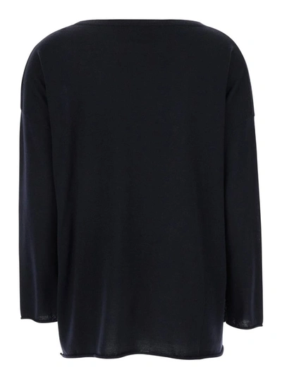Allude Black Pullover With Boart Neckline In Wool Woman In Blu