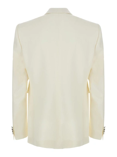 Shop Dolce & Gabbana Cream Single-breasted Blazer In Stretch Wool Woman In White