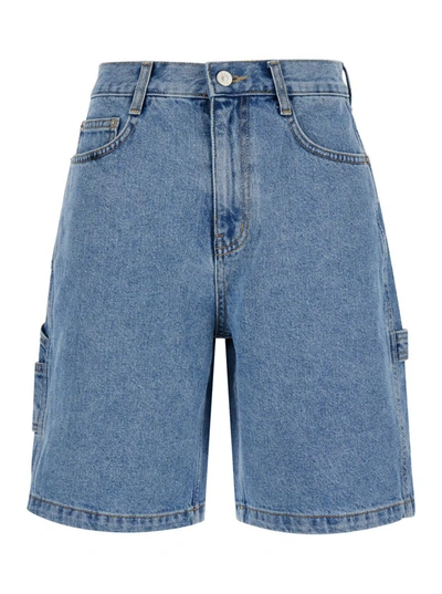 Shop Dunst Blue Denim Bermuda Shorts In Cotton Woman