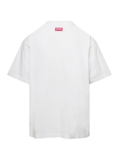Shop Kenzo White Oversize T-shirt With Printed Logo In Cotton Man