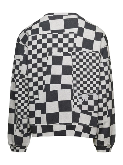 Erl Checked Crew-neck Sweatshirt With Rib Hem In White