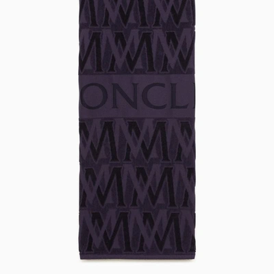 Shop Moncler Monogrammed Beach Towel Midnight In Blue