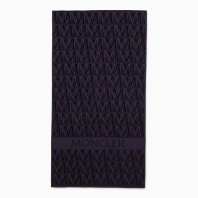 Shop Moncler Monogrammed Beach Towel Midnight In Blue