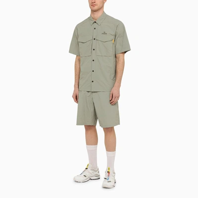 Shop Parajumpers Ivan Shadow Grey Nylon Bermuda Shorts In Green