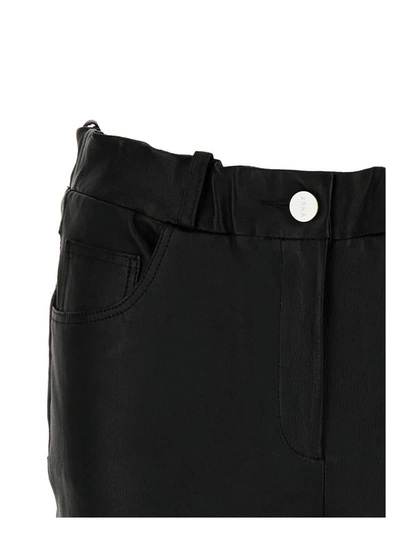 Shop Arma Black Wide Trousers In Leather Woman