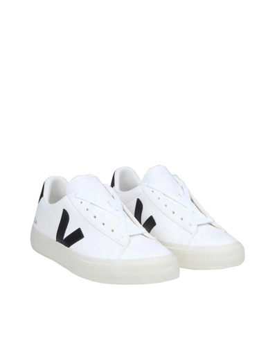 Shop Veja Leather Sneakers In White/black