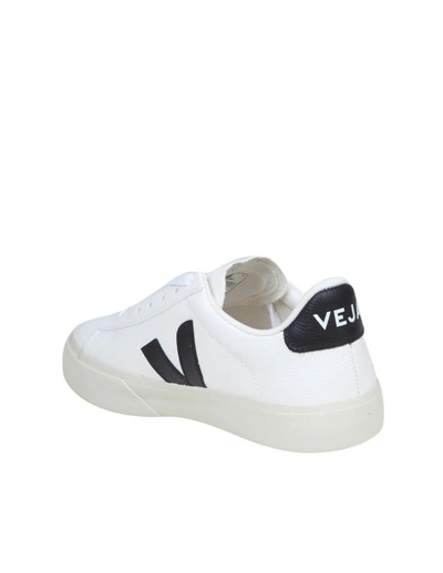 Shop Veja Leather Sneakers In White/black