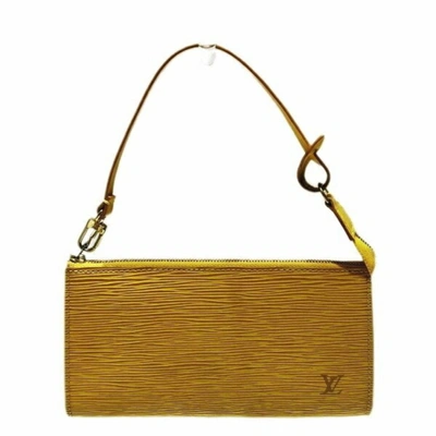 Pre-owned Louis Vuitton Pochette Accessoires Leather Clutch Bag () In Yellow
