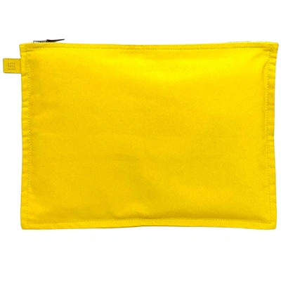 Shop Hermes Bora Bora Canvas Clutch Bag () In Yellow