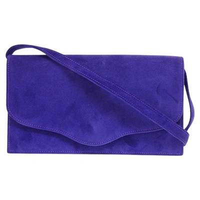 Shop Hermes Suede Clutch Bag () In Purple