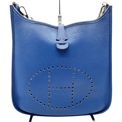 Shop Hermes Evelyne Leather Shoulder Bag () In Blue