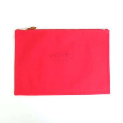 Shop Hermes Neobain Cotton Clutch Bag () In Red