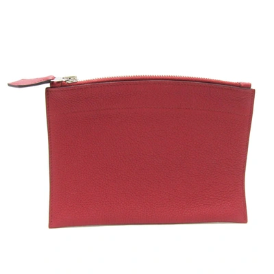Shop Hermes - Leather Clutch Bag () In Red