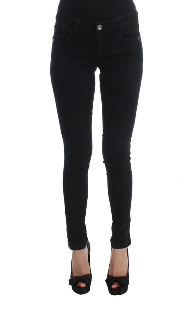 Shop Costume National Cotton Slim Fit Blue Women's Jeans In Black